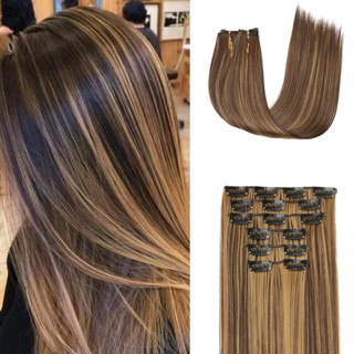 Grampo de cabelo conjunto de 6 peças peça de extensão de cabelo europeu americano peruca de cabelo reto peça de extensão em Oferta na Shopee