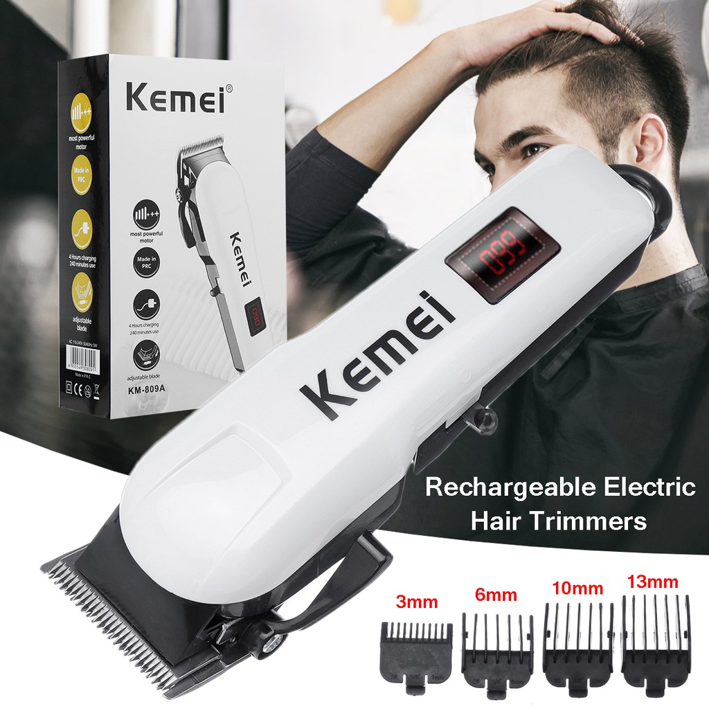 KEMEI KM-809A Cortador de Cabelo - Aparador Sem Fio Recarregável para Homens, Ferramenta para Corte de Barba e Cabelo