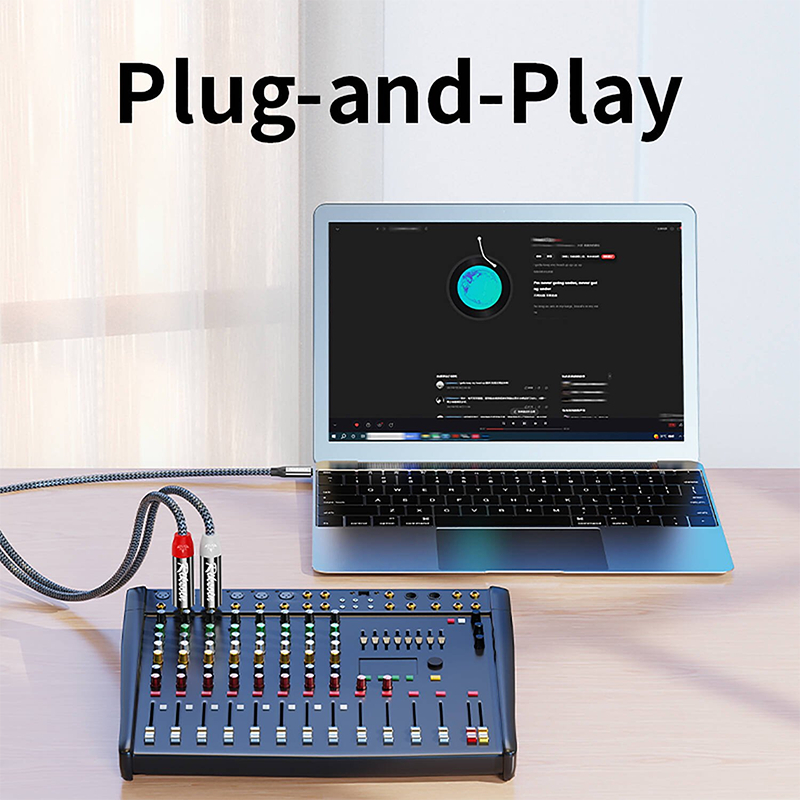 Cabo divisor de áudio estéreo 6,35 mm (1/4 pol.) duplo com saída para USB-C, compatível com tablets e celulares — imagem 2 de 2