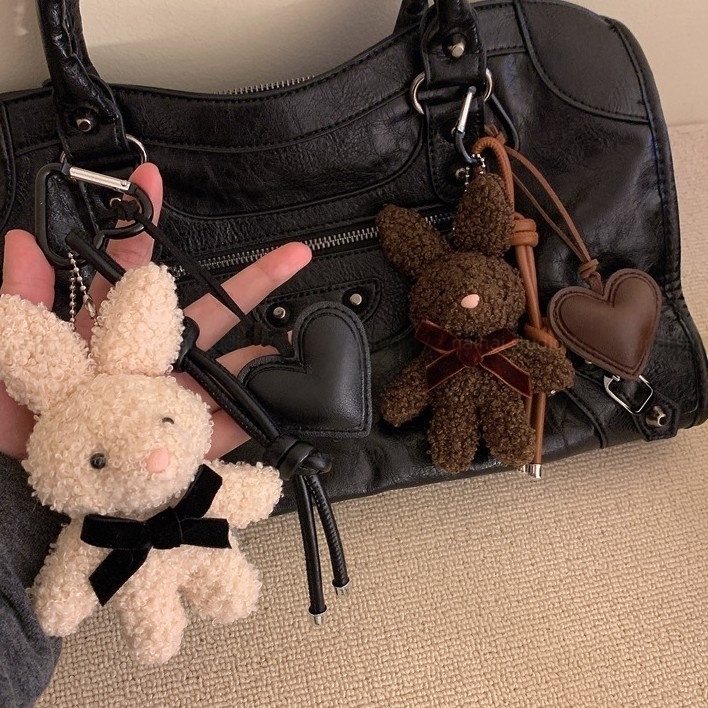 Chaveiro Fofo De Coelhinho De Pelúcia Y2K Para Bolsa-Pingente De Mochila Kawaii-Presente Coquette Meninas Com Coelho ​
