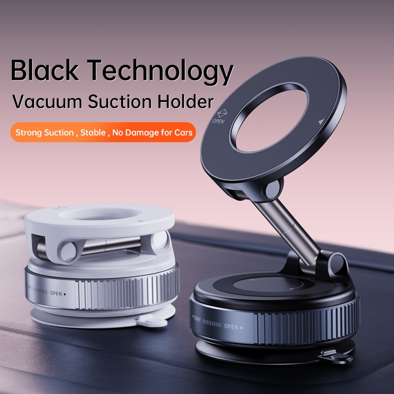 Suporte Magnético Dobrável para Celular com Aspirador Elétrico e Forte Sucção para iPhone e Huawei.