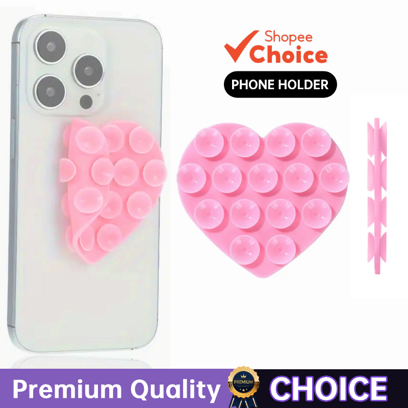 Ventosa De Silicone Almofada Suporte Do Telefone Dupla Face Em Forma De Coração De Celular Universal Rosa