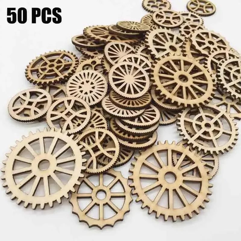 50 Peças Formas De Engrenagem De Madeira Inacabadas Para Artesanato DIY Casa Quarto Sala De Estar Decoração De Parede