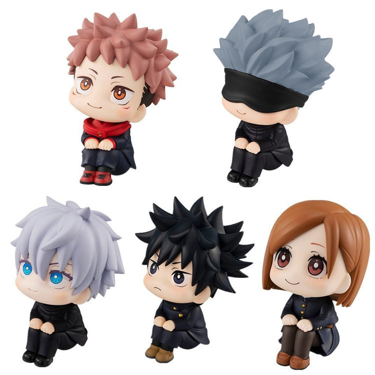 Feitiço figura de luta versão Q cabeça grande Gojo Go nóweed Yuren Fu Hei Hui rosa selvagem sentado postura modelo decor