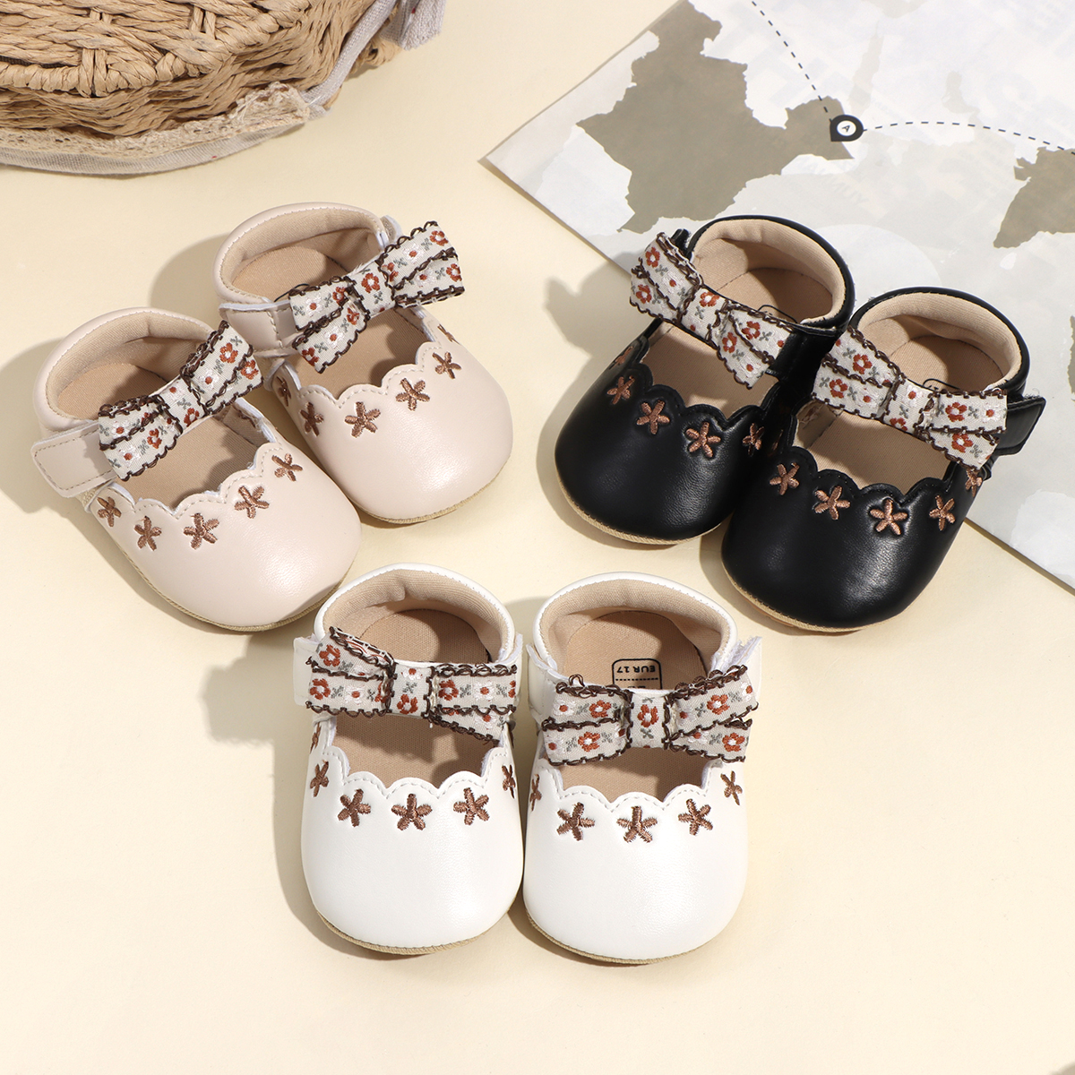 Sapatos de Princesa para Bebês - Solado Mole Antiderrapante para Primeiro Passo, 0-18 Meses Meninas
