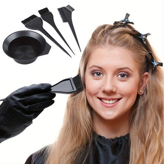 Kit Profissional de Tintura de Cabelo 4pcs Pente, Escova, Tigela de Mistura para Salão e Coloração Doméstico em Oferta na Shopee