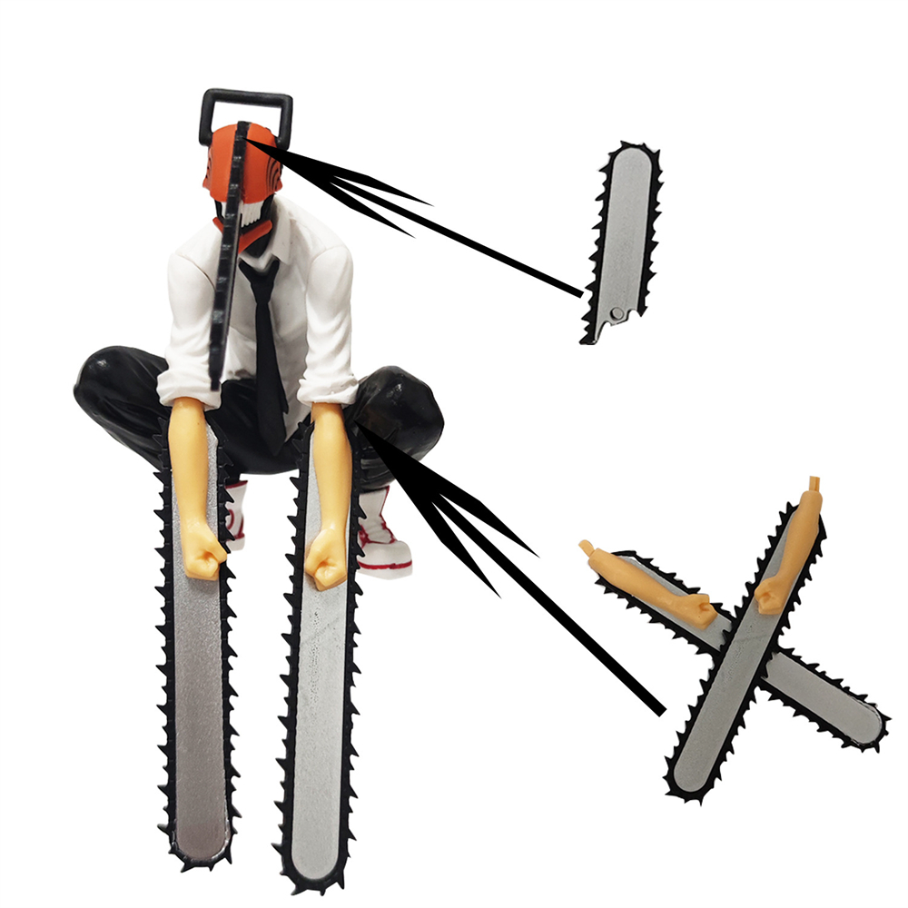 14.5cm Sentado Motosserra Homem Denji Figura Pochita Sangue Demônio Anime Ornamentos De Mesa Coleção Brinquedos Modelo