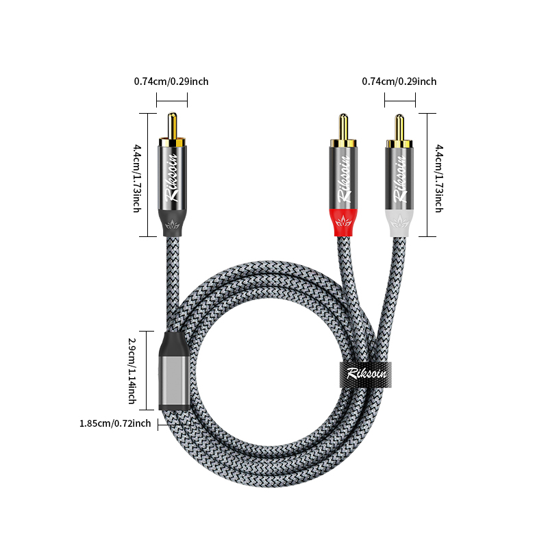 Riksoin RCA para 2xRCA Y Adaptador para Subwoofer, Caixa de Som, Divisor de Áudio Bidirecional, Sistema HIFI — imagem 2 de 2