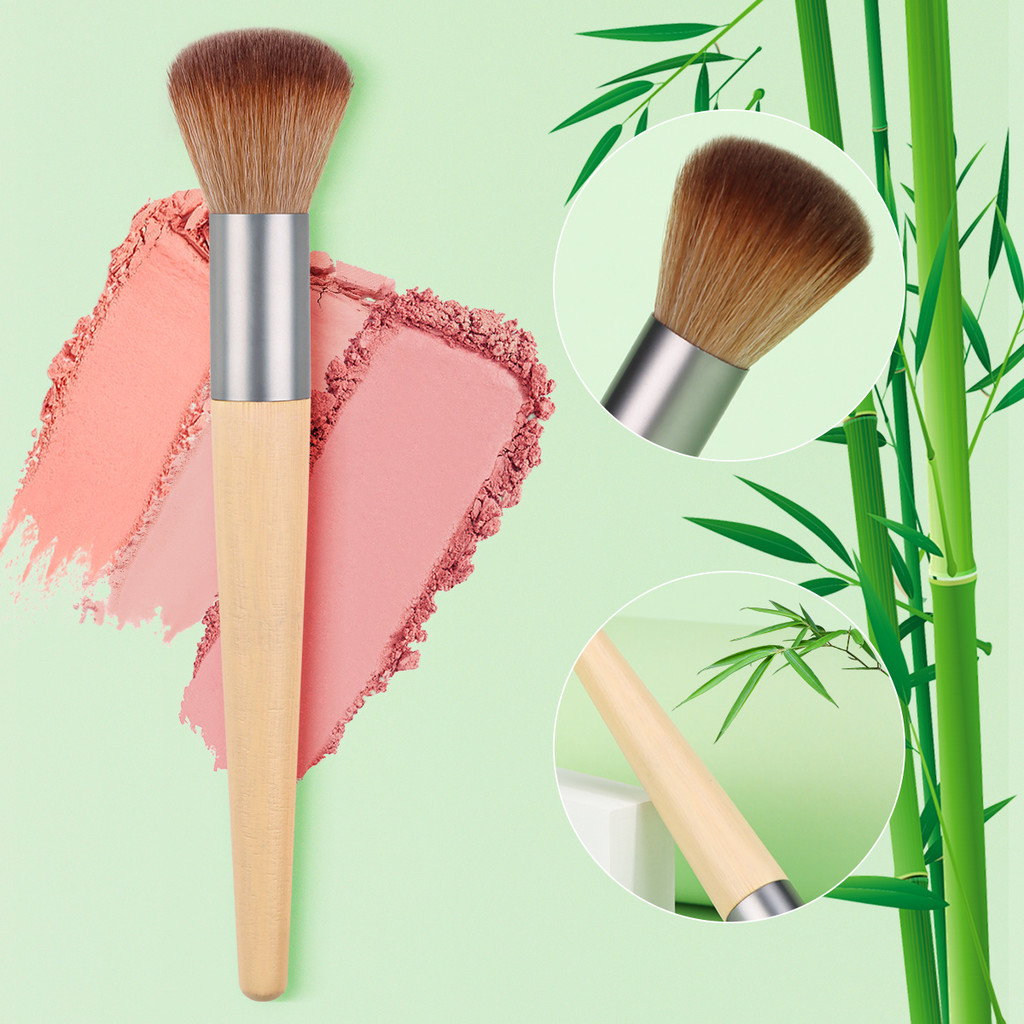 1pc Pincel de Maquiagem Bambu Amigo do Ambiente Pincel de Maquiagem Blush Pincel Vegetariano Pincel de Maquiagem Bambu Ferramenta de Maquiagem com Cabo de Bambu