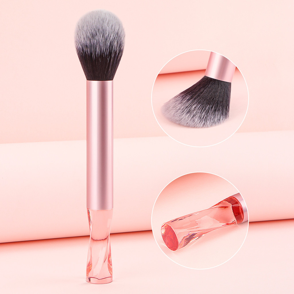 1pc Pink Pink New Style Handle Loose Powder Brush Pincel em Pó Sem Costura Pincel Portátil Não Coma Pó Ferramenta de Beleza Maquiagem em Pó