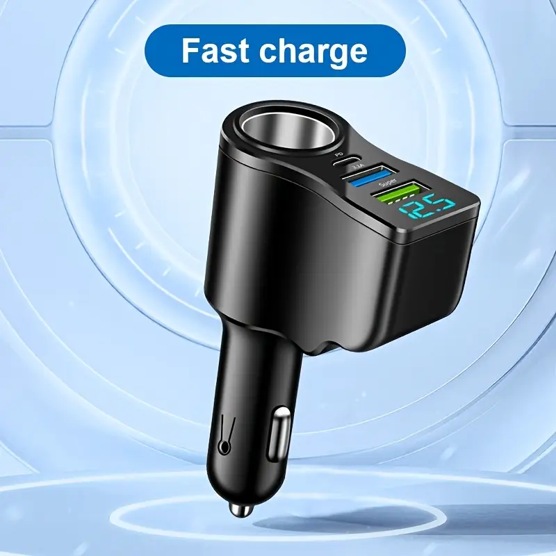 Adaptador de carregador de carro com 3 portas USB e carregamento rápido PD QC3.0 para iPhone e Samsung