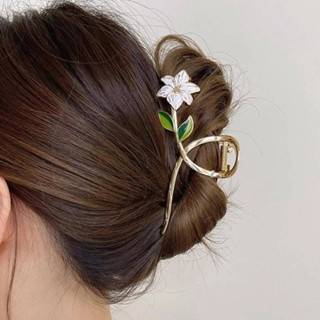 1 Pedaço de Metal Lírio Clip de Cabelo Grande Flor Simples para Cabeça e Costas Meninas