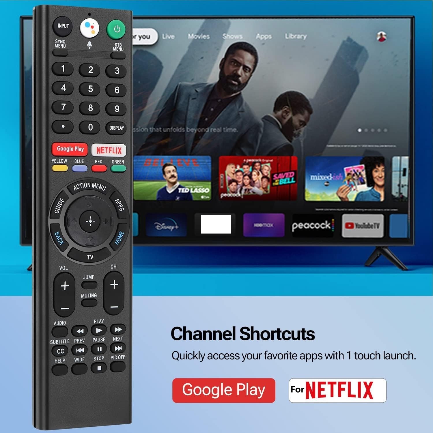 Controle Remoto por Voz RMF-TX310U para TV Sony, Controle Substituto para Controle Remoto Sony Bravia, para TVs Sony
