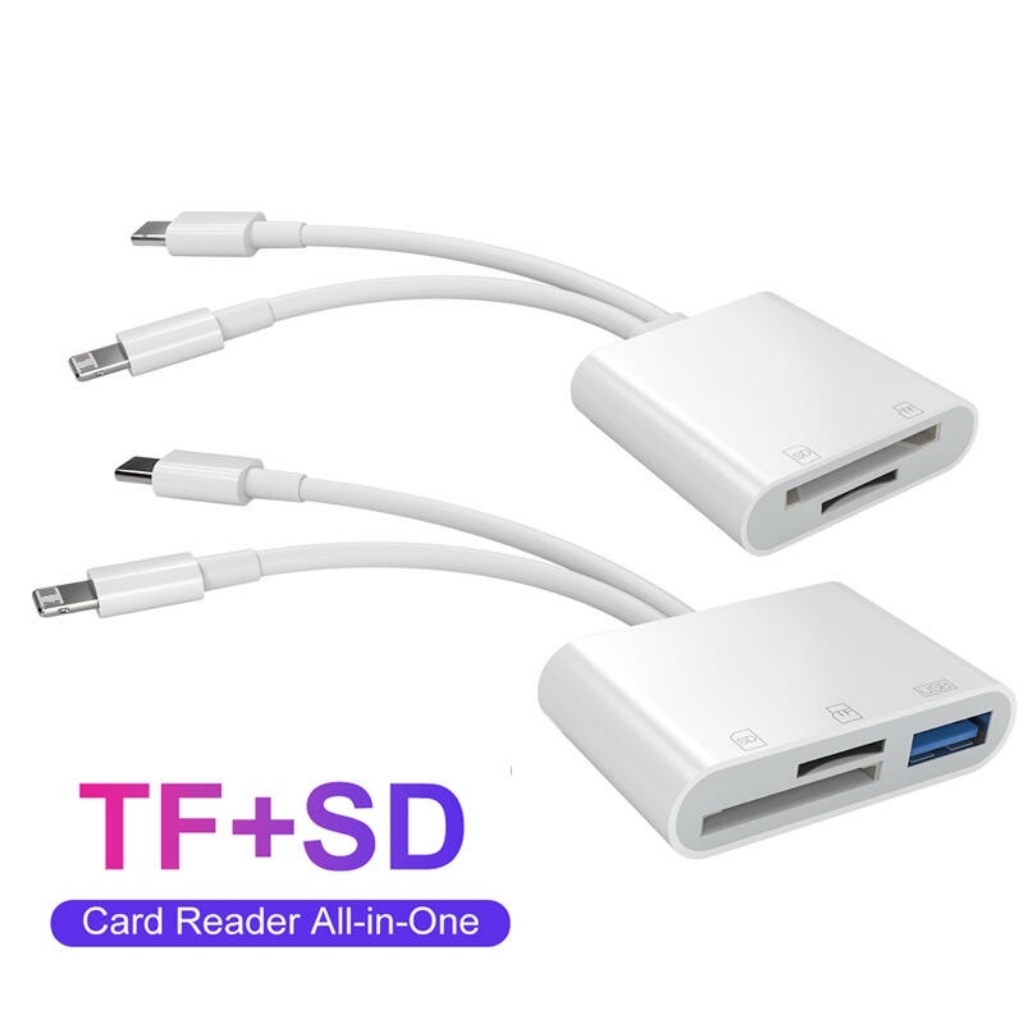 Leitor de cartão SD Tipo C Lightning 2 em 2, compatível com Apple, Huawei, Android e laptops.