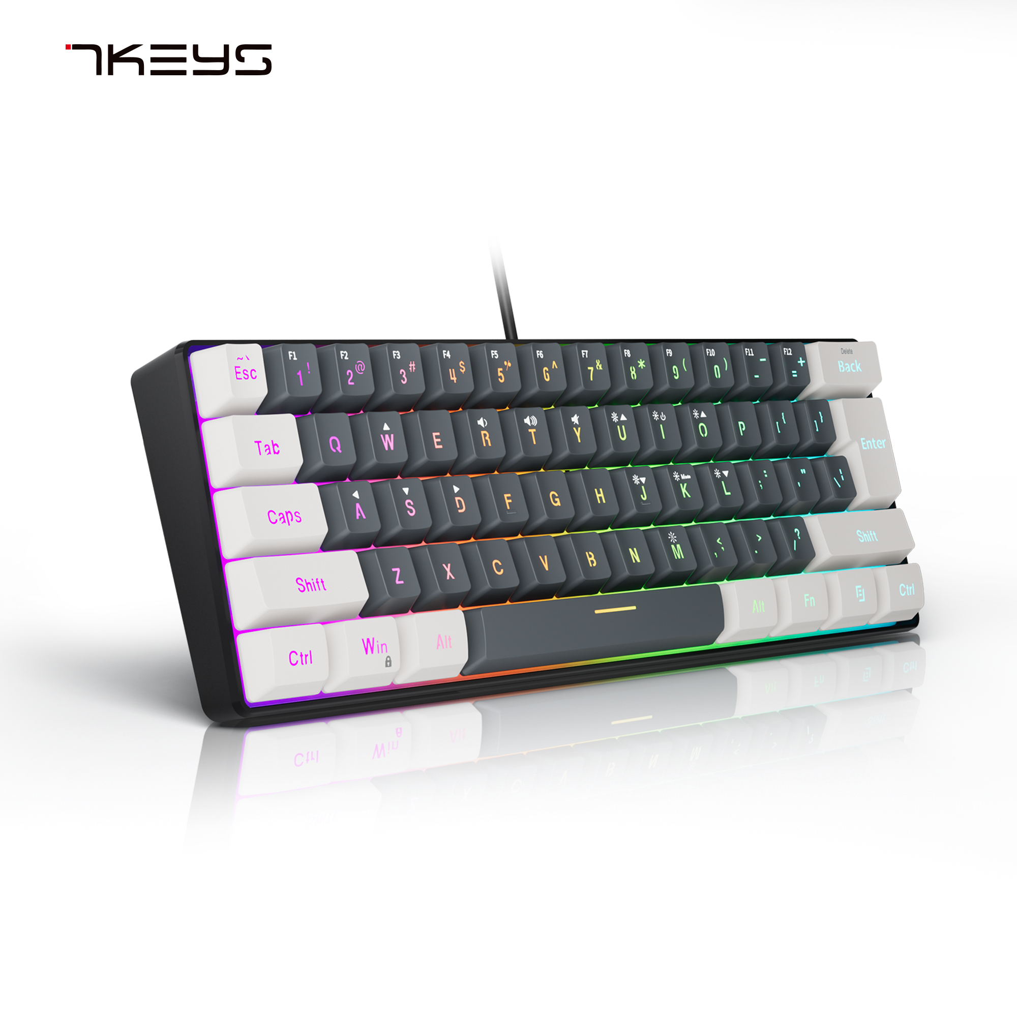 Teclado Pequeno Para Jogos Mecânico Com Fio 61 Teclas RGB Laptop