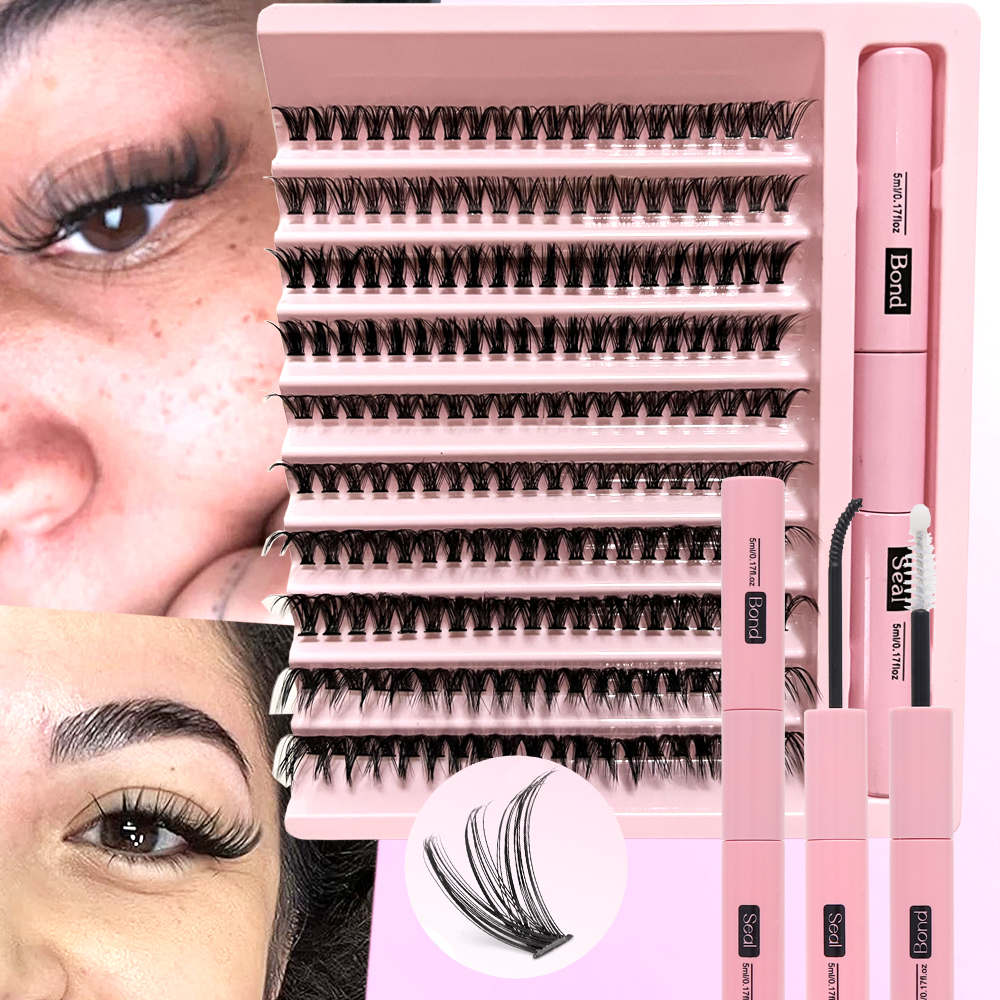 DIY Lash Clusters Natural Wispy: 200Pçs, 40D, Wendy, Ultra-leve, Natural, Wispy, Impermeável, Olho de Gato, Curvatura