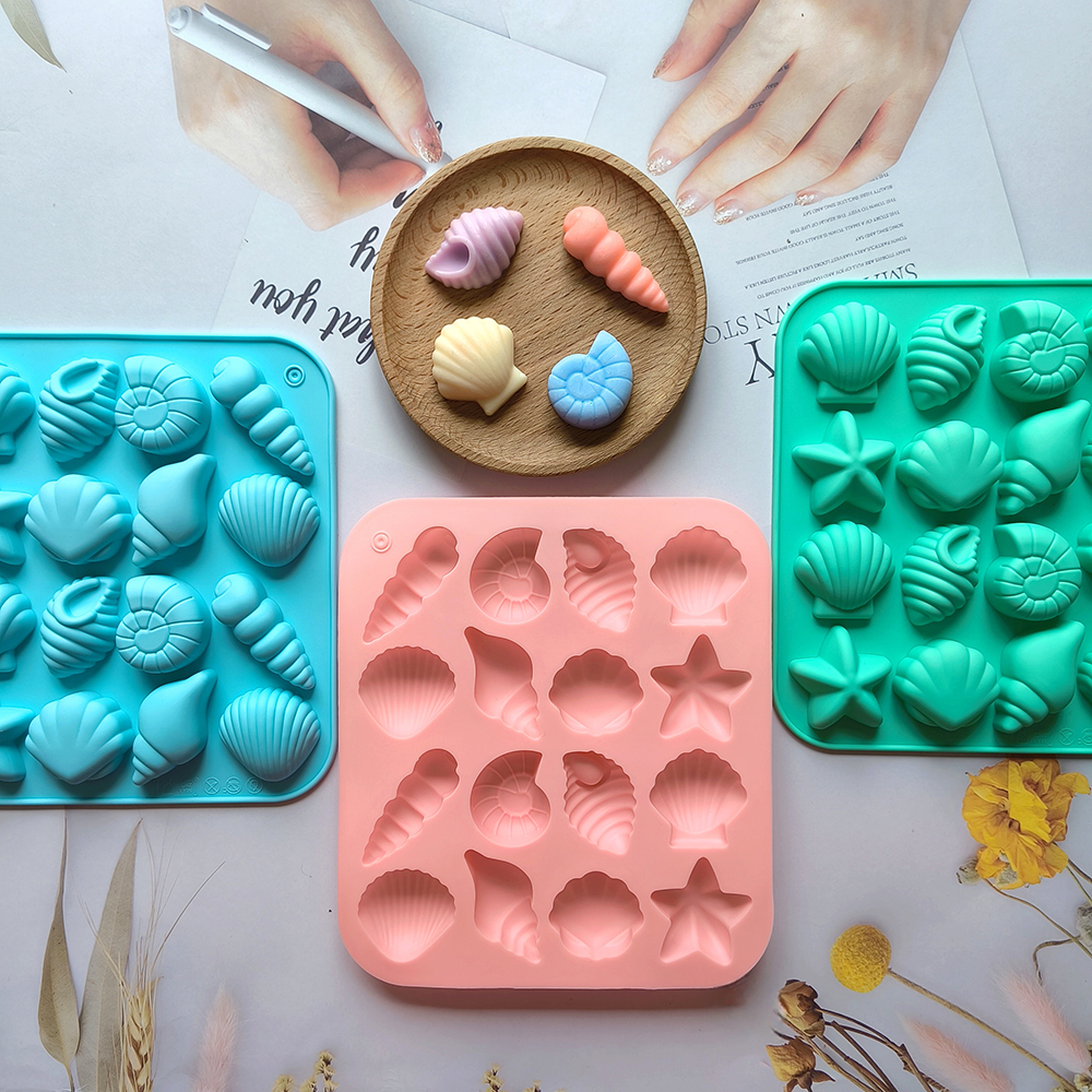 1pc 16 Buracos 8 Formas Diferentes Molde De Concha De Estrela Do Mar , Biscoito De Pudim De Doces De chocolate De silico em Oferta na Shopee