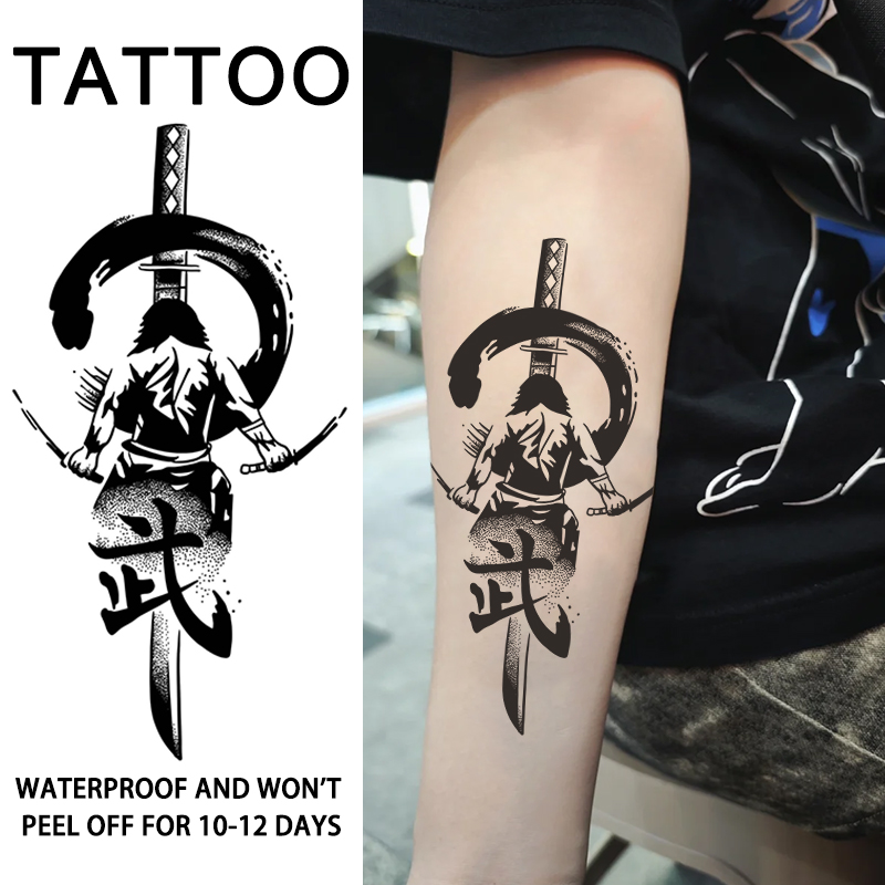 Tatuagem Temporária Katana à Prova d'Água Manga de Braço de Longa Duração com Design Realista Unissex
