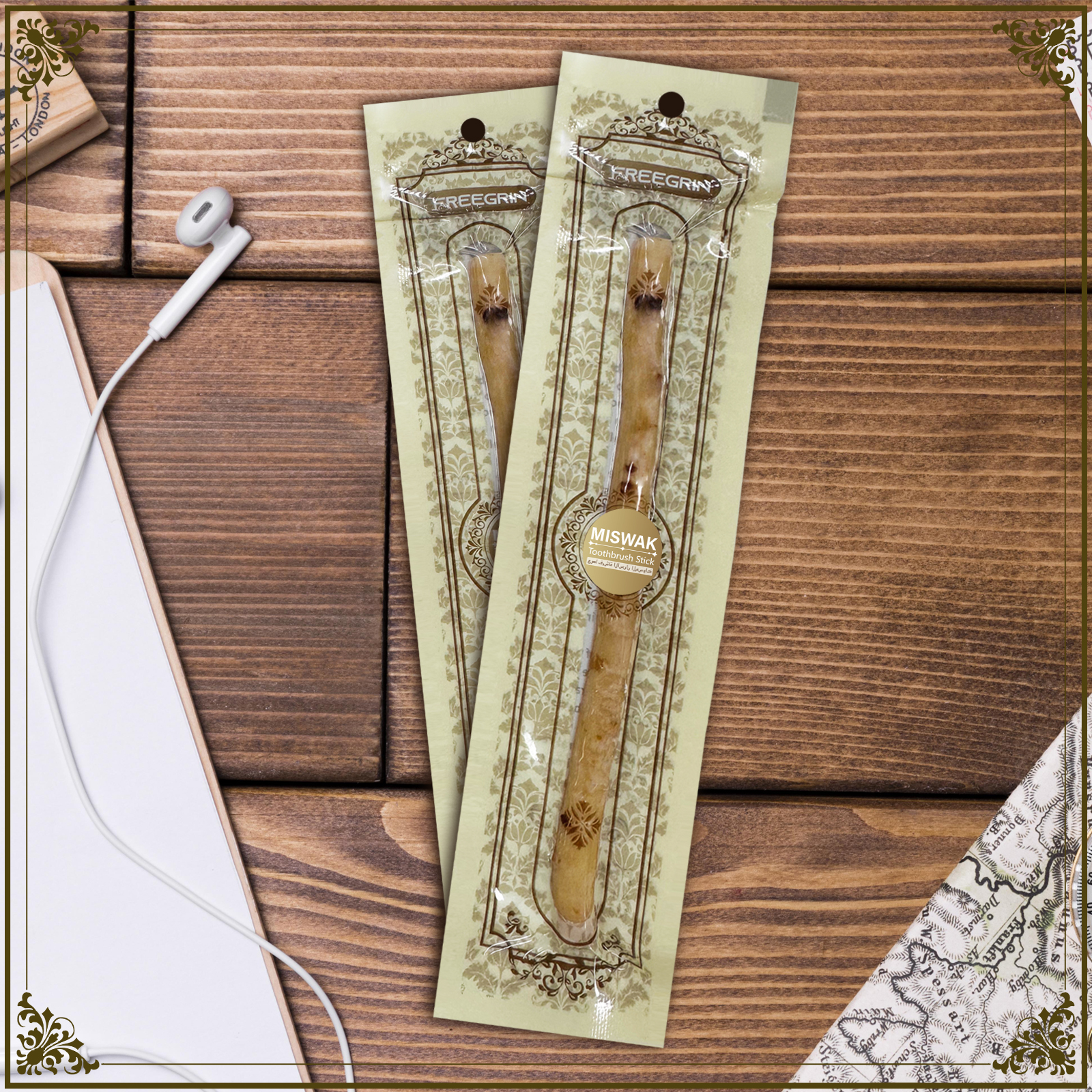 Bastões de Miswak FREEGRIN para os dentes - Escova de dentes natural Miswak tradicional selada a vácuo - para dentes