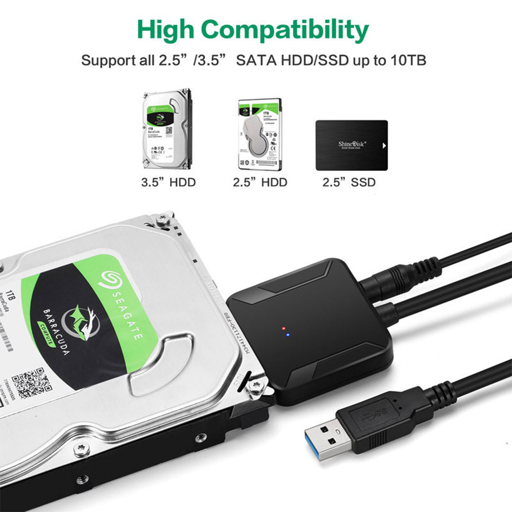 Cabo Adaptador SATA Para USB 3.0 3.5/2.5 Tamanhos SSD HDD Conversor De Disco Rígido Suporte UASP 12V Eua Ue Reino Unido