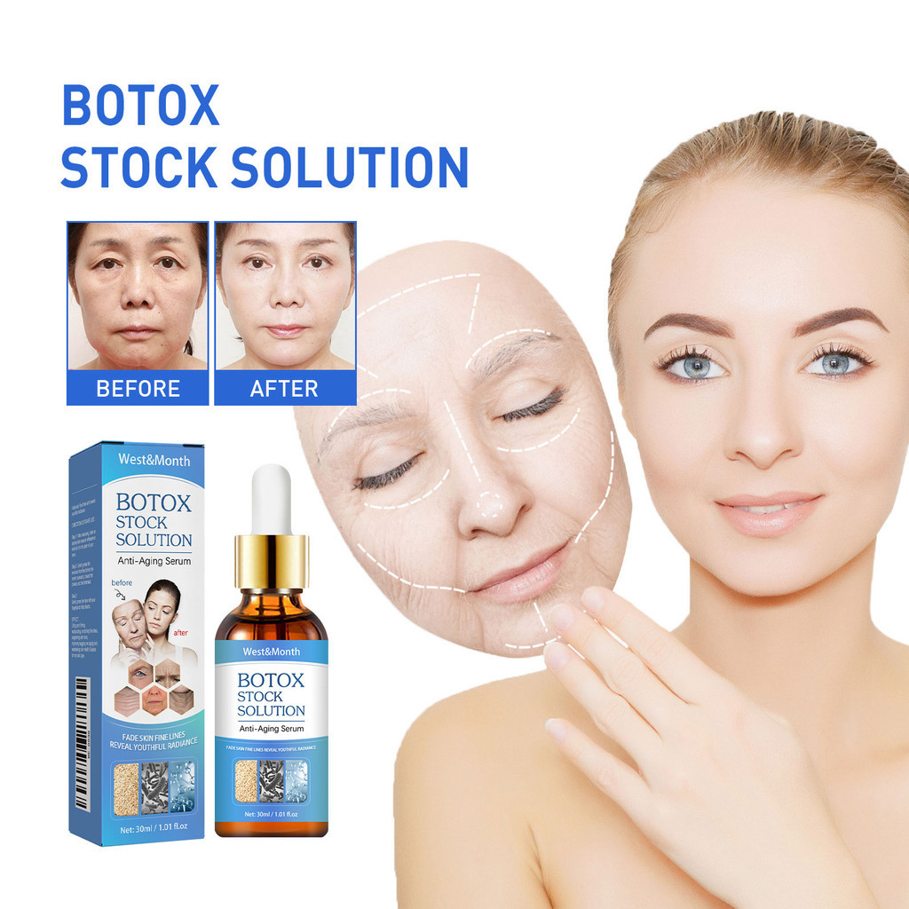 Sérum anti-idade novo e tendência com glicerina e pantenol, ilumina a pele, reduz linhas finas e poros.