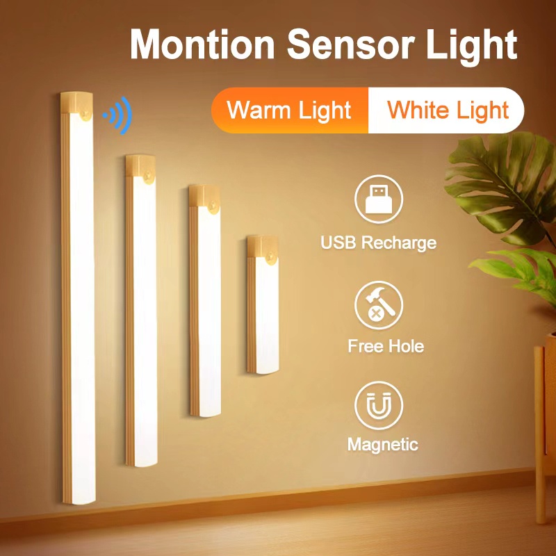 Iluminação Inteligente LED sensor De Movimento Sem Fio Recarregável USB 20CM Luz De Tira Branca Quente