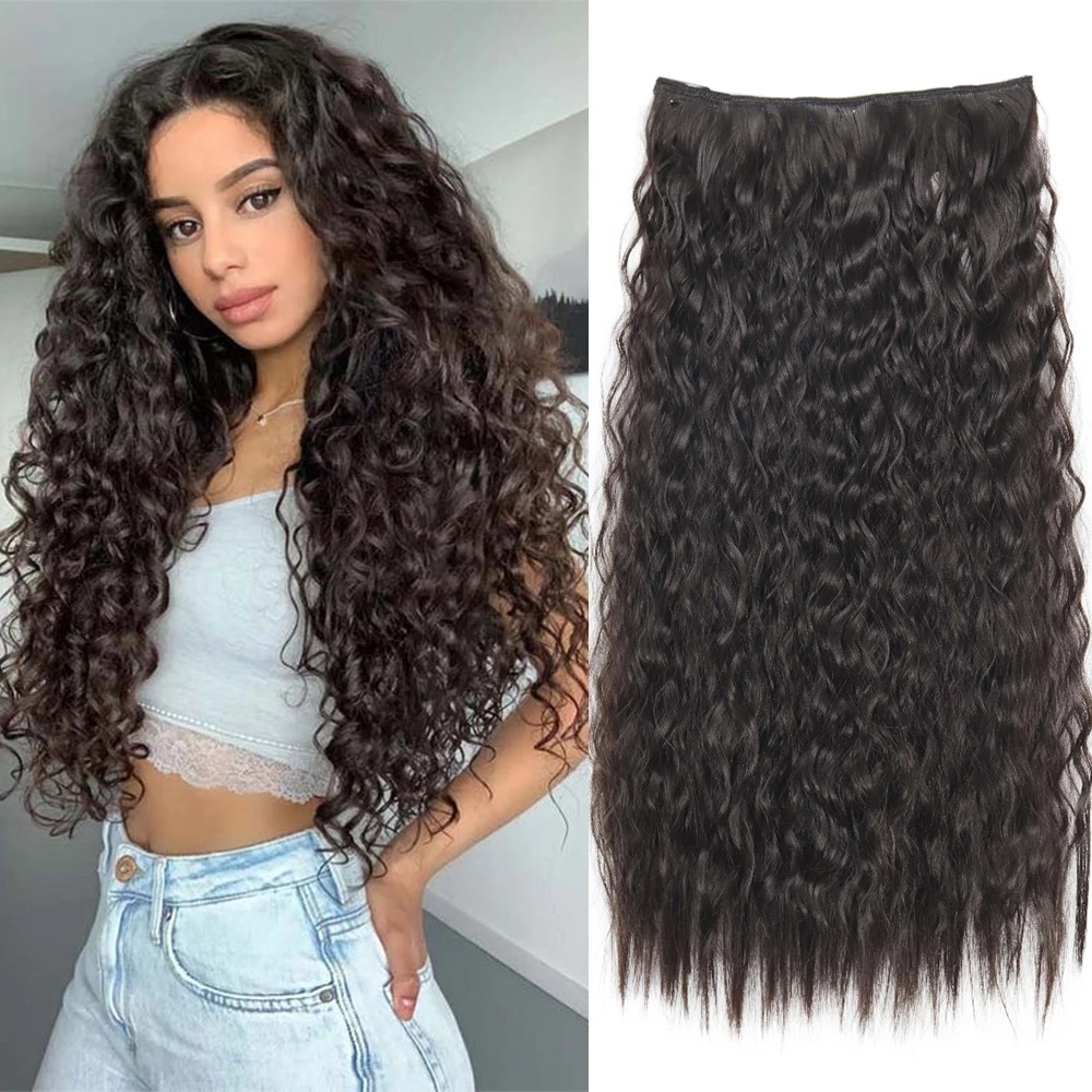 Peruca Longa Encaracolada Com 5 Clipes , Extensão De Cabelo Sintético De Uma Peça Para Volume De 22 Polegadas