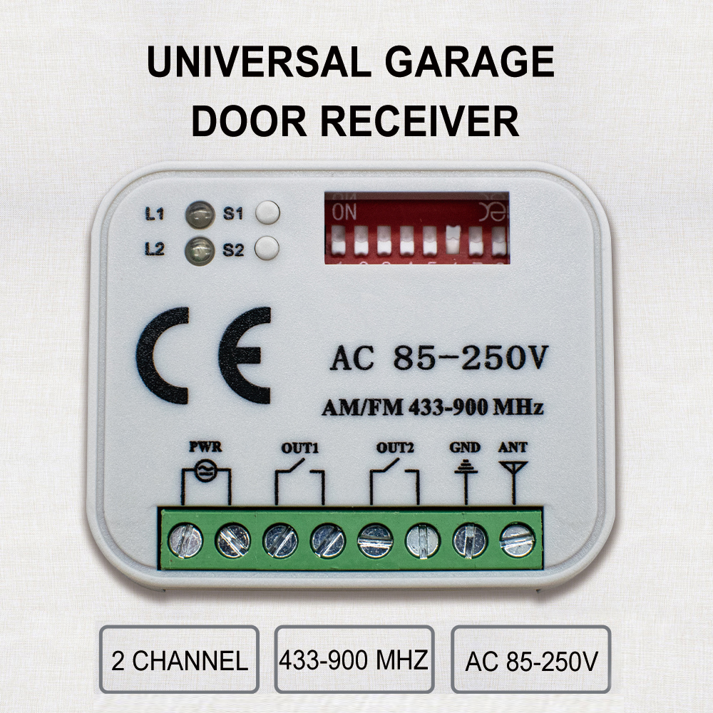 Receptor de Controle Remoto Multifrequência Universal RX AC 85-250V 300-868MHz para Controle de Portão de Garagem e