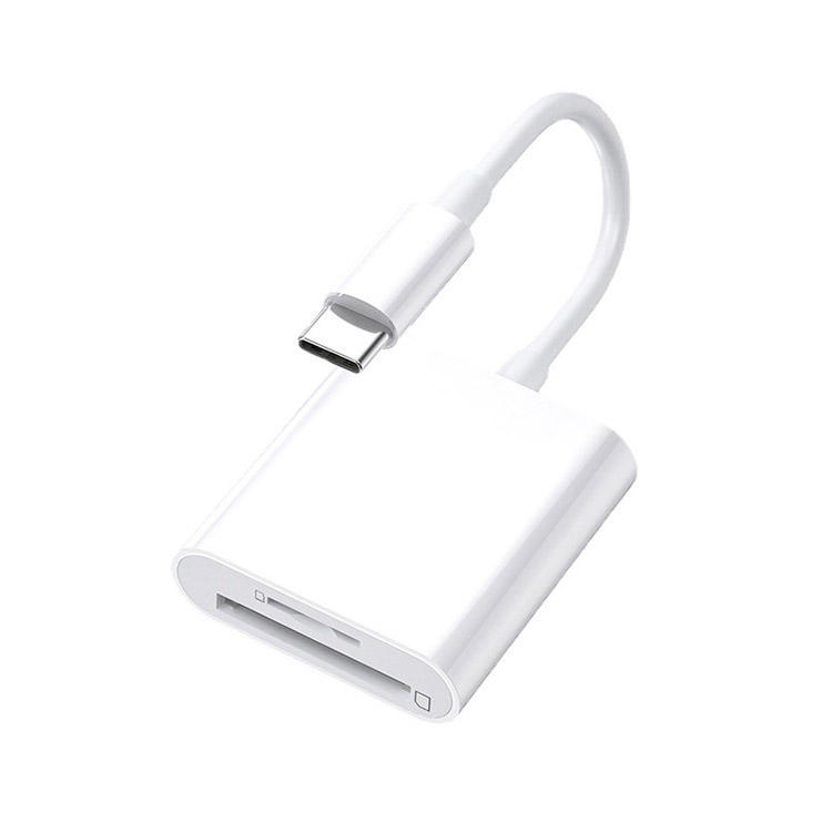 Leitor de cartões 2 em 1 Tipo-C OTG para iPad - Leitor de cartões de memória SD/TF e pendrive USB Tipo-C