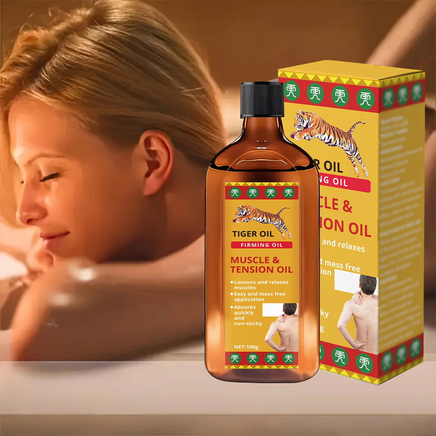 Óleo Corporal Firmante Tiger Balm, um Óleo de Massagem que Contém Vaselina, Óleo Mineral e Cera de Abelha.
