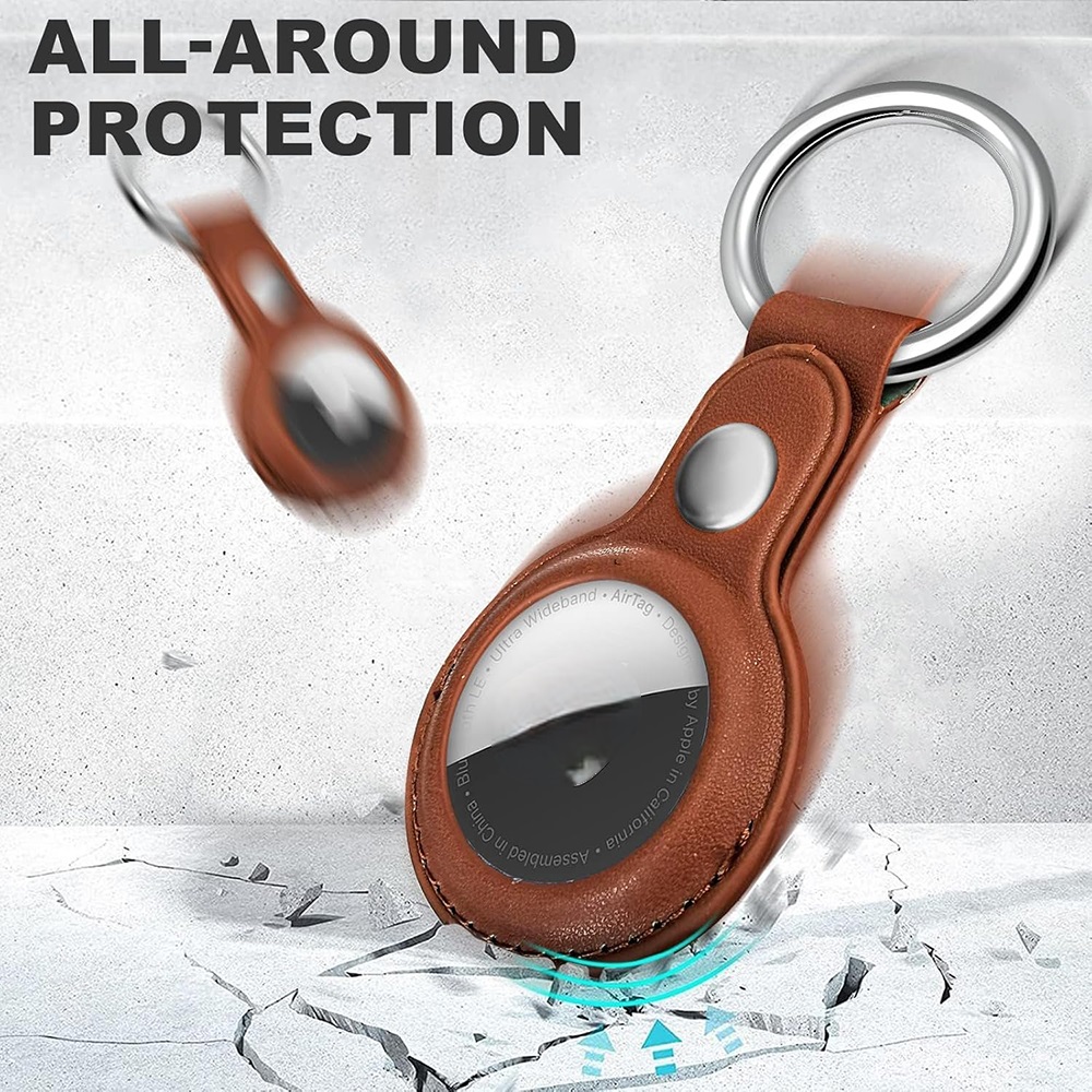 Novo chaveiro para Air Tag, suporte protetor em couro para capa de rastreador AirTags, com suporte para Air Tag,