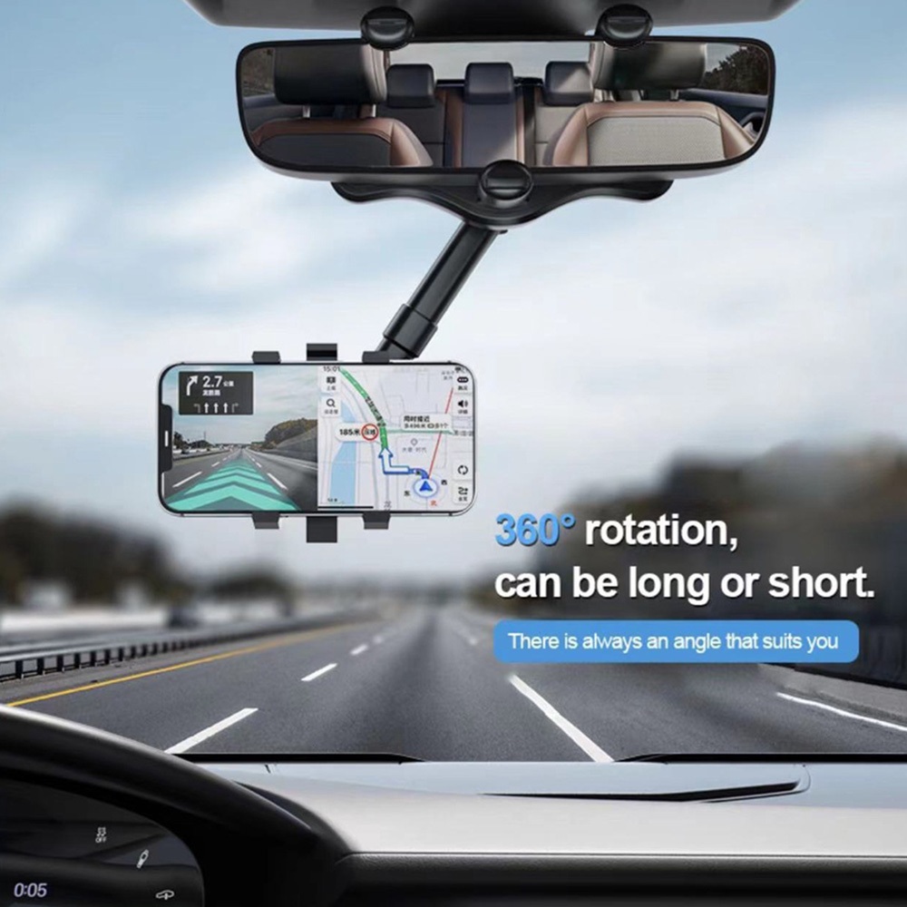 Suporte para Telefone de Retrovisor Universal – Montagem para Carro Rotacionável em 360° e Retrátil para Todos os
