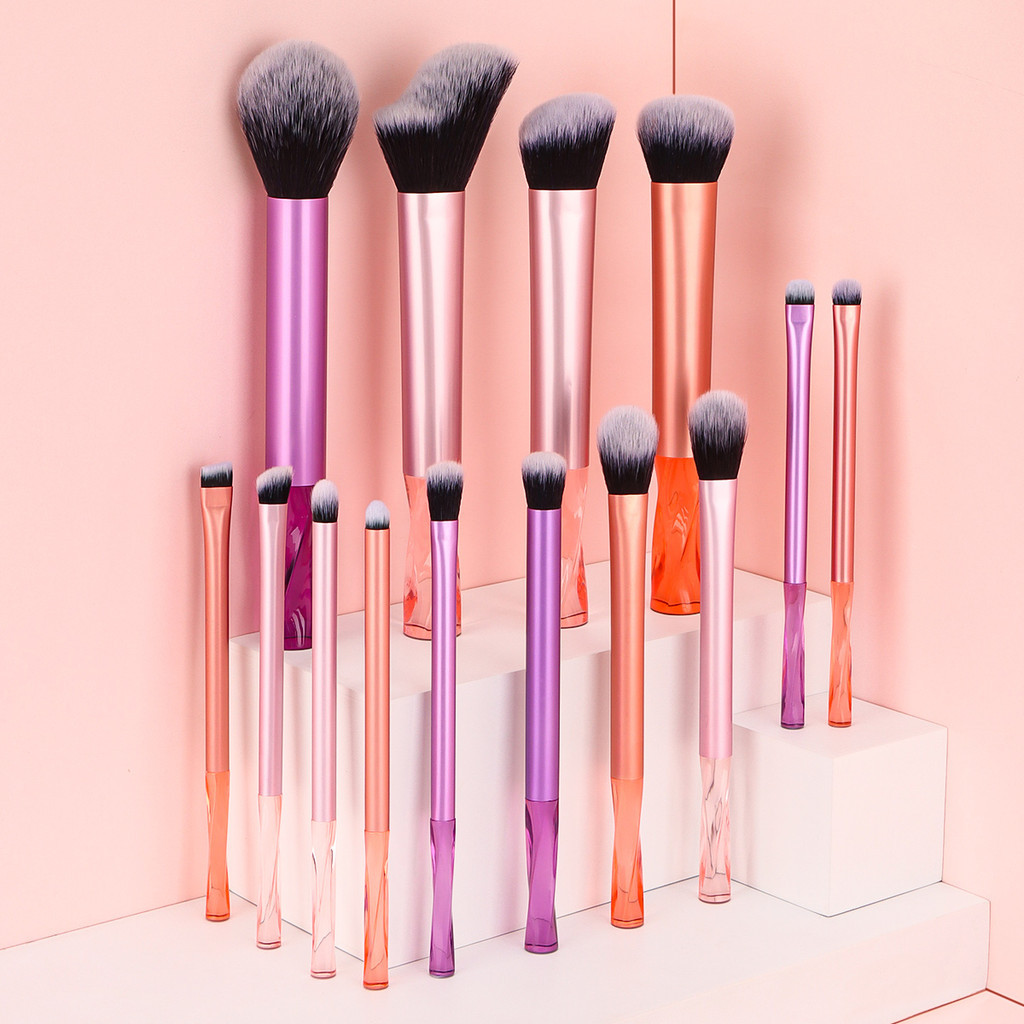 14 Conjunto de Escovas de Maquiagem Novo Estilo Crystal Handle Eyeshadow Loose Powder Brush Blush Escova em Pó Destaque Ferramentas de Maquiagem Beauty Makeup Brush Viagem Conveniente Armazenamento Presentes de Férias