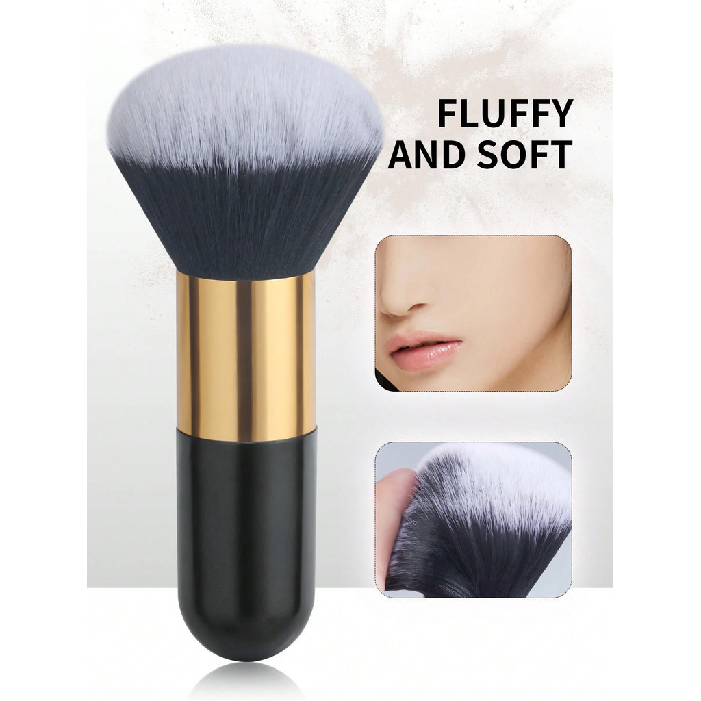 Pincel Grande Preto Para Blush E Contorno Em Pó Solto – Ferramenta De Beleza Maquiagem Facial (1 Unidade)