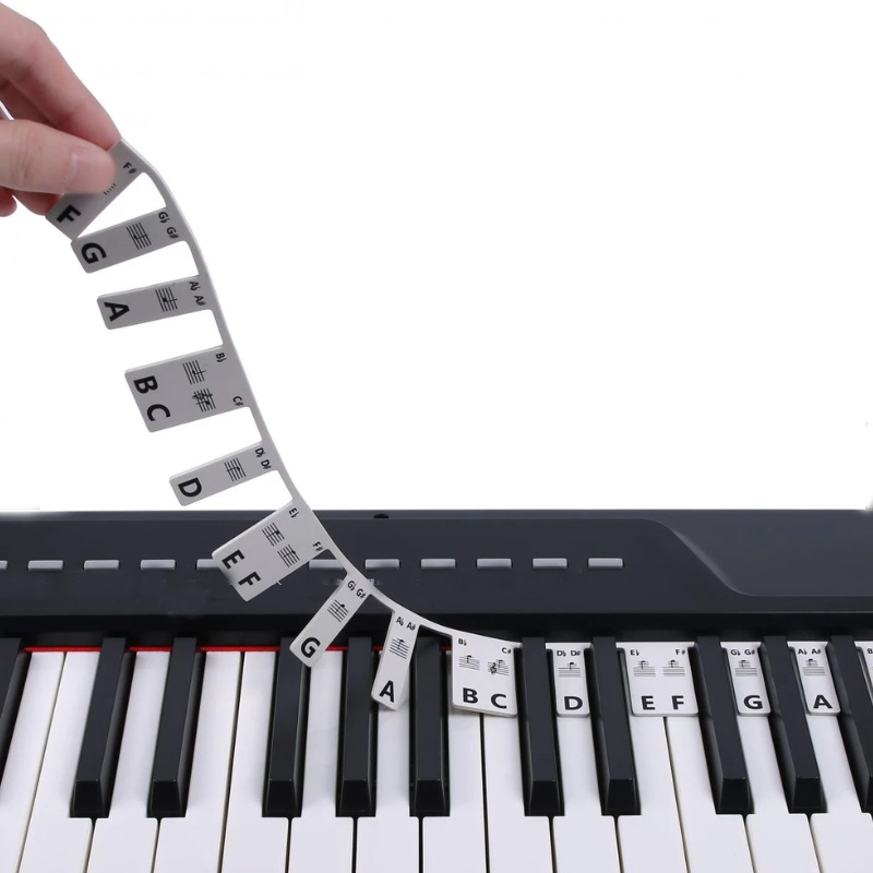 Guia de Notas para Iniciantes em Silicone para Teclado de Piano de 61 Teclas com Fitas Musicais ajustáveis.