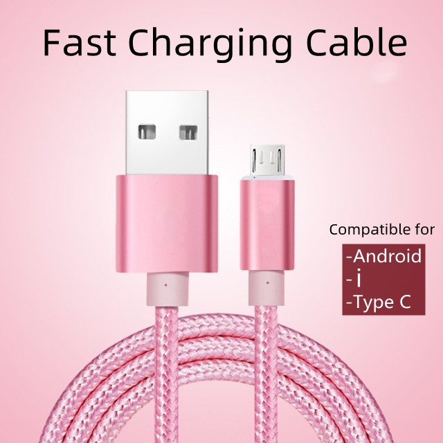 Cabo De Alimentação Android Micro USB Type C Nylon Trança De Carregamento Rápido Linha De Dados Para Todos Os Telefones