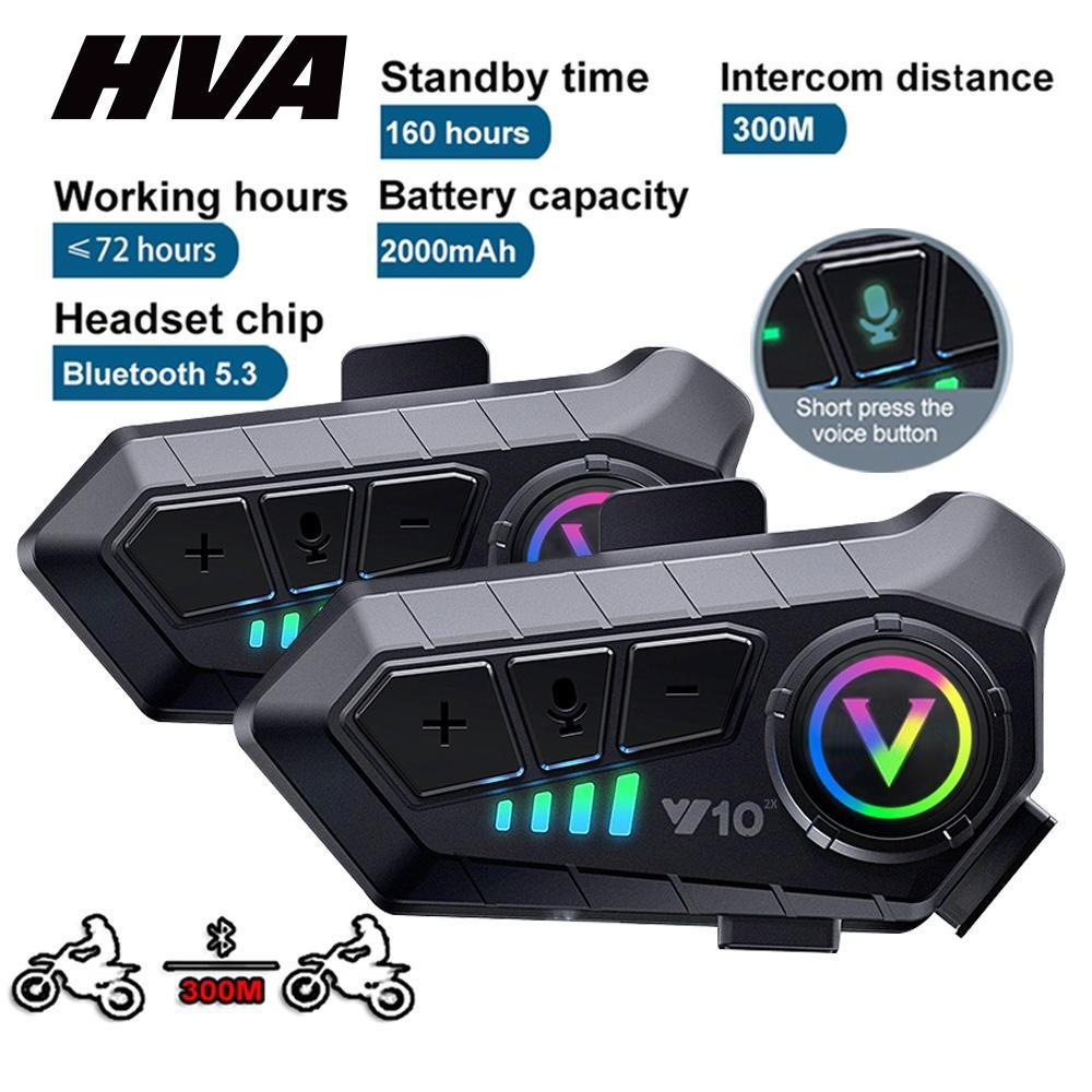 HVA Capacete Interfone Da Motocicleta Fone De Ouvido Para À Prova Dwaterproof Água Bluetooth 5.3 Ceia Voz