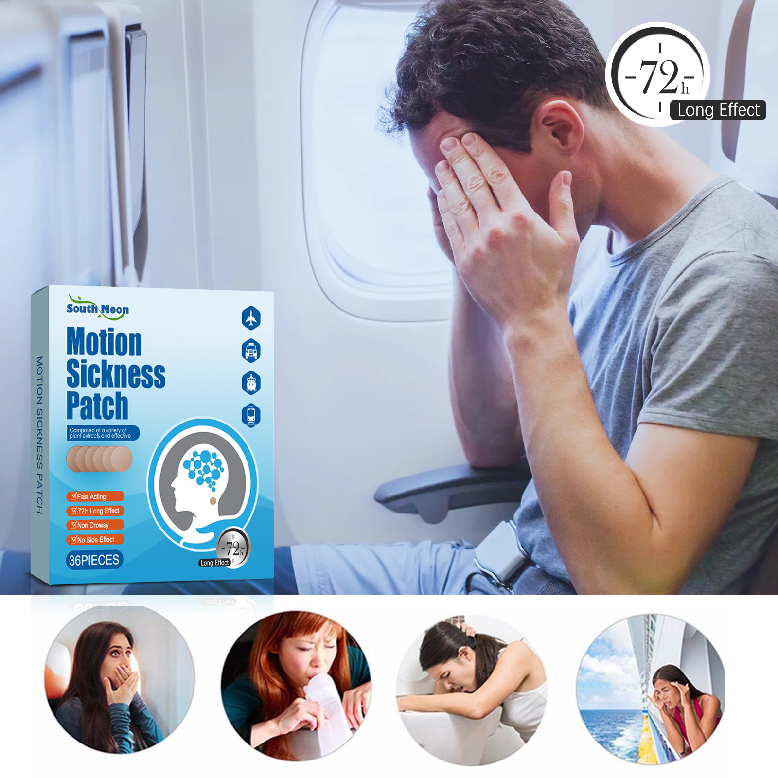 36pcs Patch de Alívio para Enjoo de Movimento Ervas Patch Médico para Carro Enjoo Viagem Enjoo para Adultos e Crianças