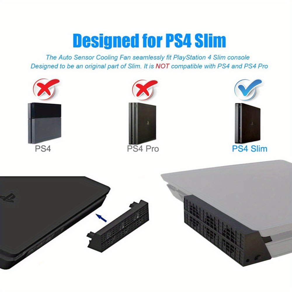 Novo Ventilador de Resfriamento Automático ElecGear para PS4 Slim, Radiador com Controle Automático de Sensor de