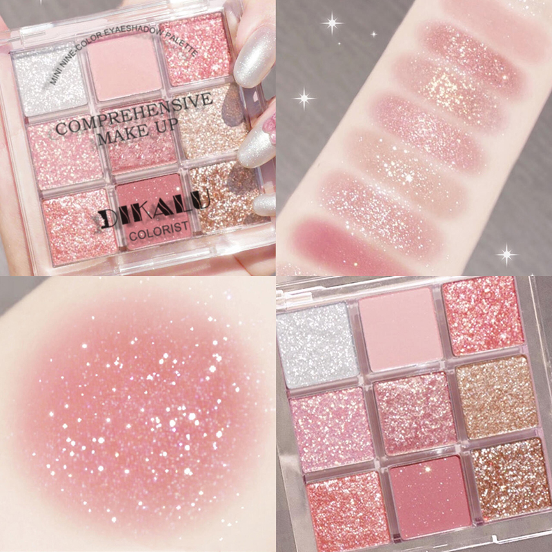 Paleta de sombras de 9 cores fosca perolada cor terra fina piscando azul roxo sombra esfum...