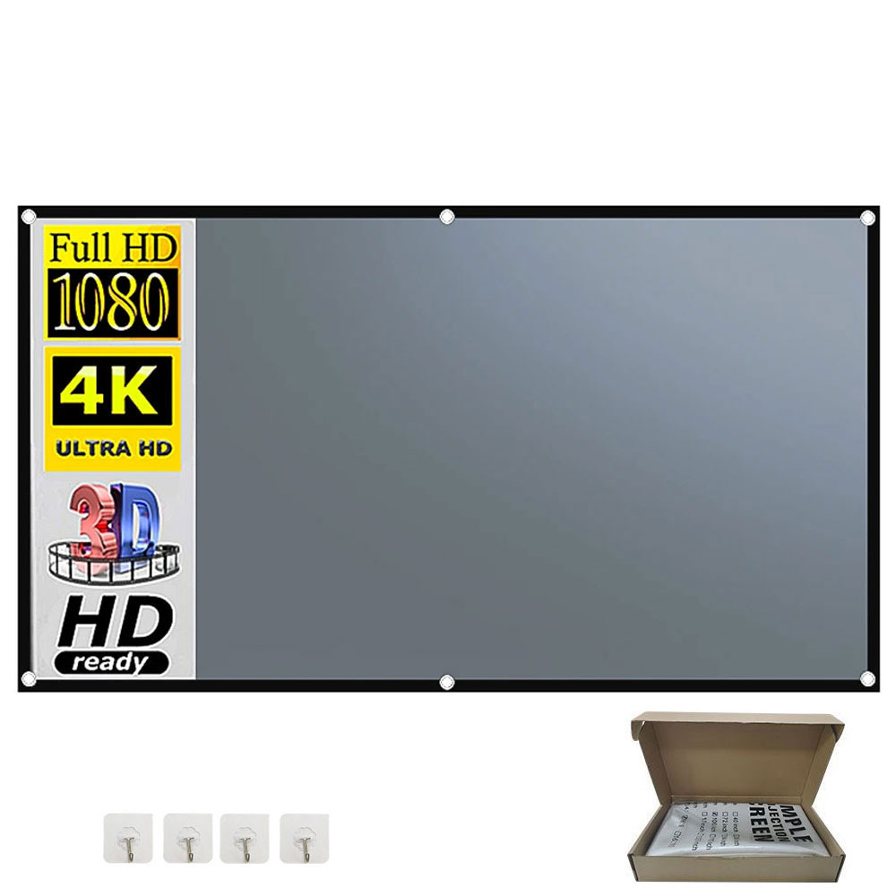 Tela de Projetor com Borda Preta Antirreflexo Portátil 4K HD Tecido para Cinema em Casa