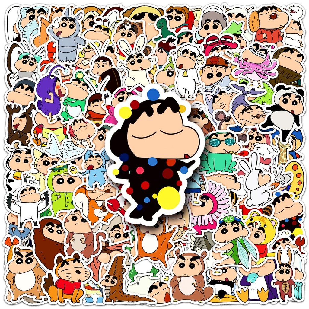 Adesivos Crayon Shin-chan 100 Pcs-Decalques De Vinil À Prova D'água Para Laptop , Telefone E Skate (Design Engraçado De 