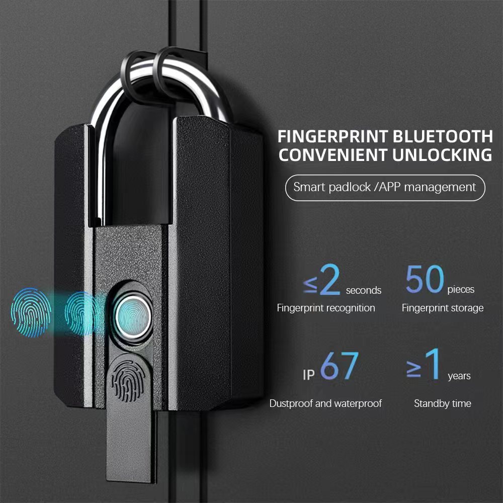 Cadeado de impressão digital com bloqueio de segurança para armários de dormitório inteligente, código, Bluetooth,