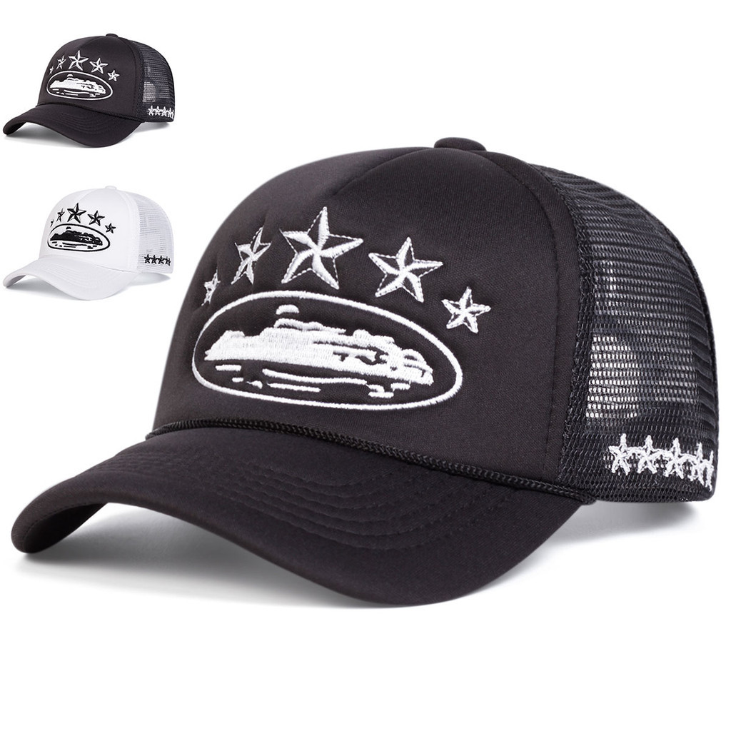 Unissex Estrela De Cinco Pontas Porta-Aviões Bordado Malha Ajustável Boné De Beisebol Pesca Primavera E Verão Lazer Ao A