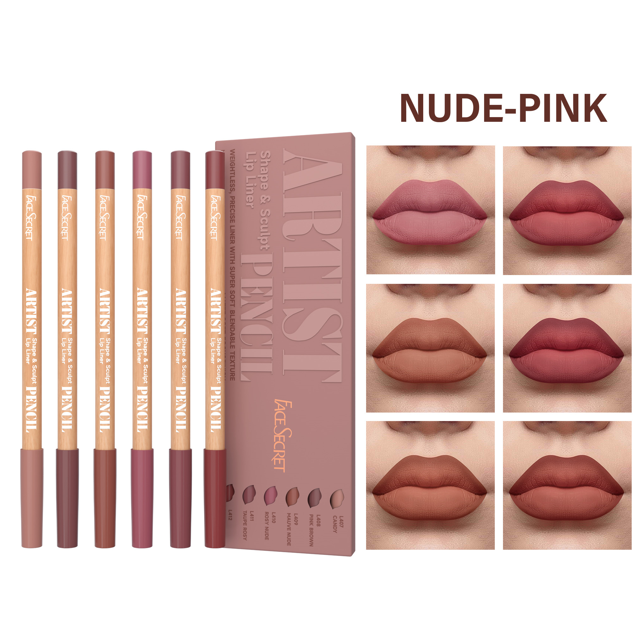 Conjunto de 6 Lápis de Delineador Labial a Veludo Matte | Longa Duração e Não Seca | Perfeito para Delinear e Preencher