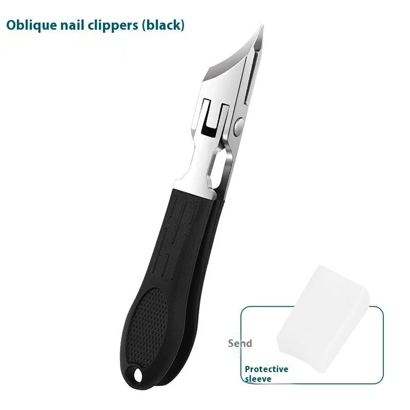  Tesouras para unhas oblíquas, cortador de unhas encravadas em aço inoxidável, aberturas grandes, anti-salpicos, preto,