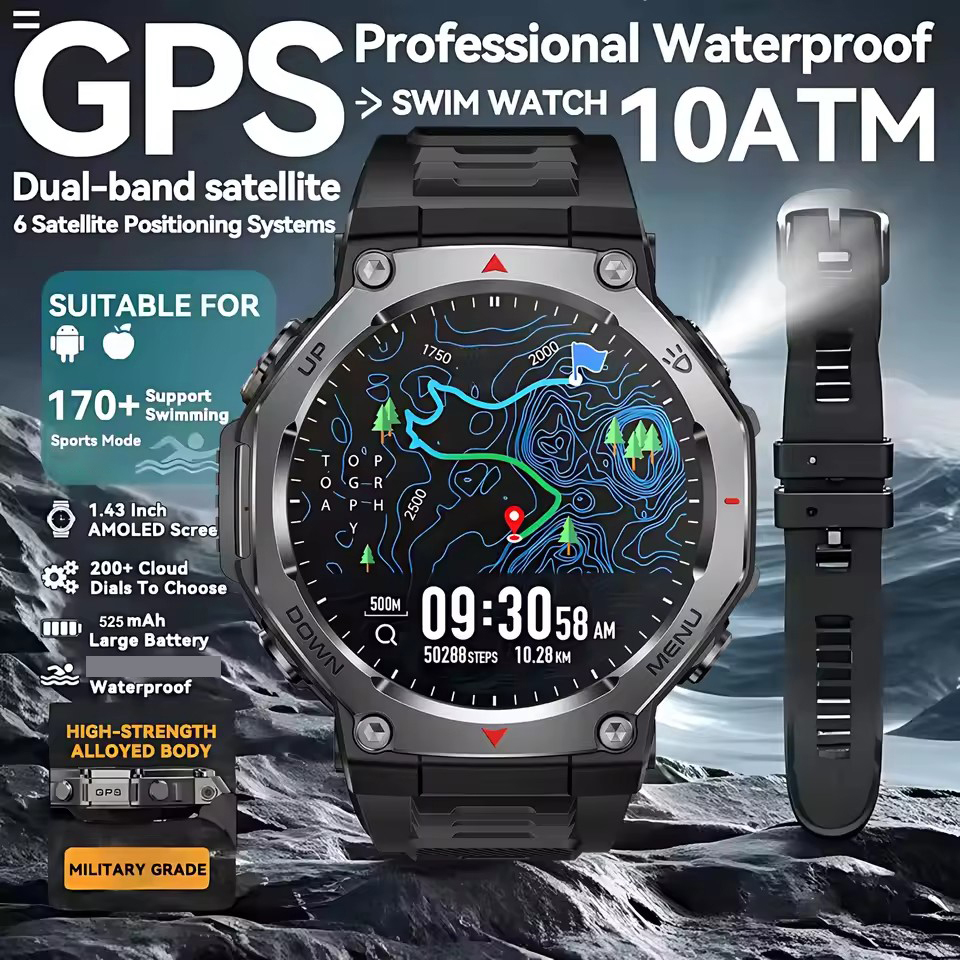 Novo T-Rex 3 Nadar Smartwatch Relógio Inteligente À Prova Dwaterproof Água Lanterna Amoled Esporte GPS Para Homens Mulhe