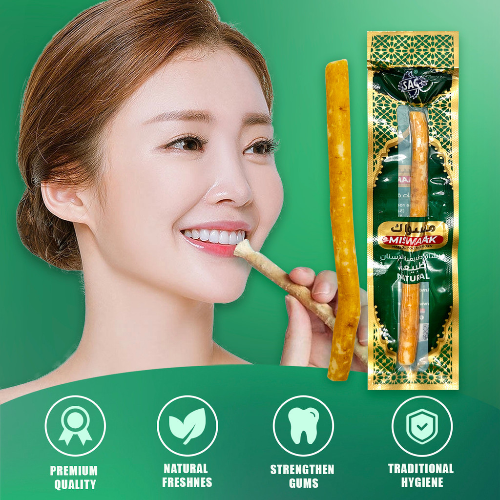Escova De Dentes Natural Miswak-Bastão De Tradicional Selado A Vácuo-Para Saudáveis , Gengivas E Hálito Fresco