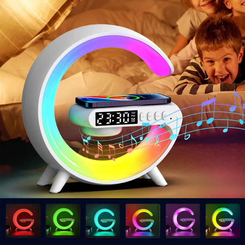 3 Em 1 Alto-Falante Bluetooth Despertador Carregador Sem Fio Com 256 LED Simulação De Nascer Do Sol Para Cabeceira