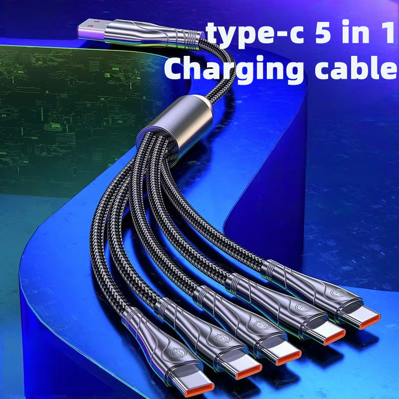[Cabo De Carregamento 5 Em 1] Multiportas Com Núcleo De Cobre Trançado Tipo C Para USB 2.0 Android , Huawei , Xiaomi , T